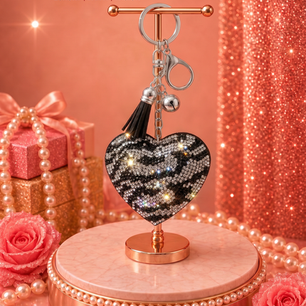 SUPERVALUECHOICE HCSESA00044 Sparkly Rhinestone Heart Bow Keychain Brooch