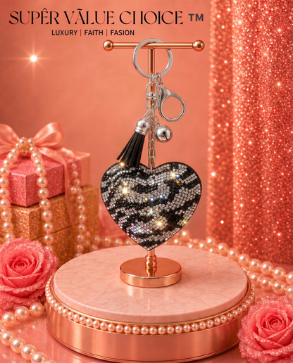 SUPERVALUECHOICE HCSESA00044 Sparkly Rhinestone Heart Bow Keychain Brooch