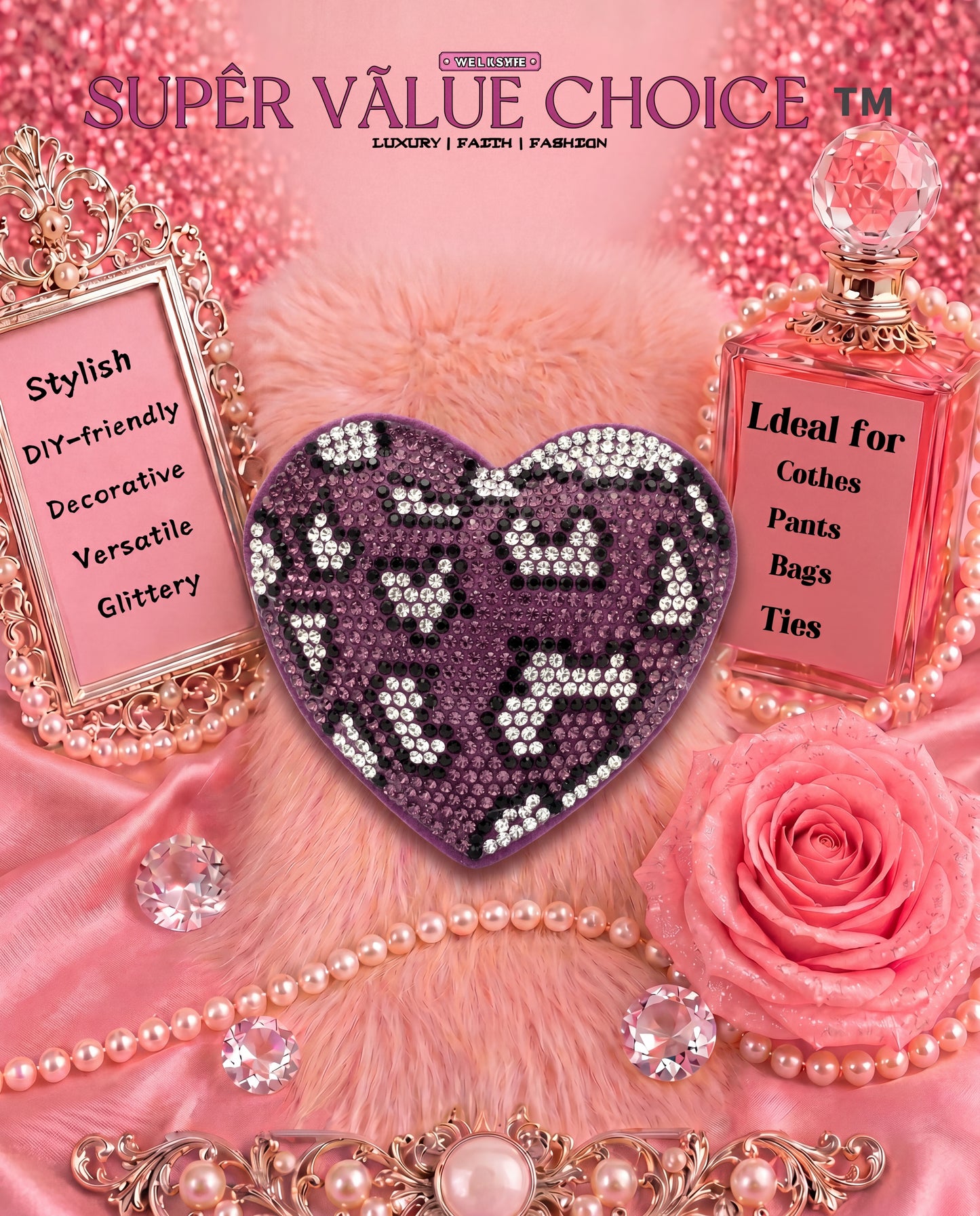 SUPERVALUECHOICE HCSESA00029 Crystal Heart Keychain and Brooch