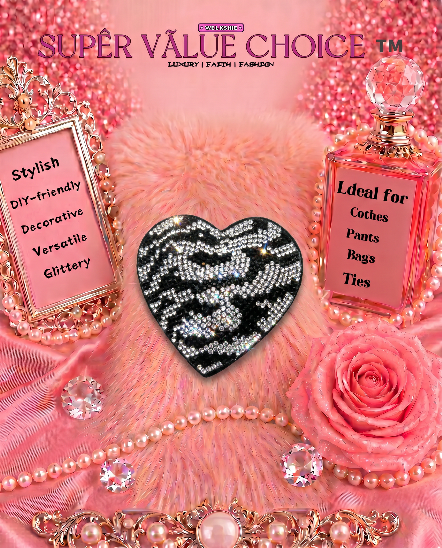 SUPERVALUECHOICE HCSESA00044 Sparkly Rhinestone Heart Bow Keychain Brooch