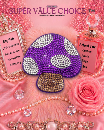 SUPERVALUECHOICE HCSESA00032 Bling Mushroom Brooch Pin & Keyring with Tassel