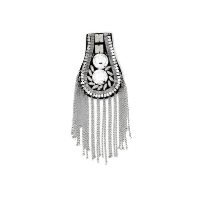 SUPÊR VÃLUE CHOICE  HCSEYD00009 Gold Silver Metal Chain Tassel Epaulet Patch Coin Beaded Fringe Shoulder Applique for Jacket Costume DIY Decor