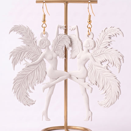 SUPERVALUECHOICE HCSEUB00001 Blank Showgirl Dancer Earring Blanks | DIY Paint Your Own Resin Earring Kit, 1 Pair with Gold Hooks