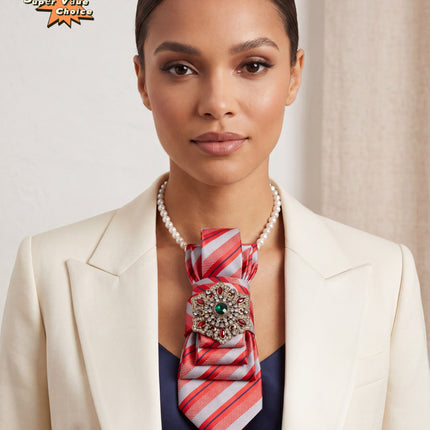 SUPERVALUECHOICE HCSEZA00024 Red and White Striped Tie