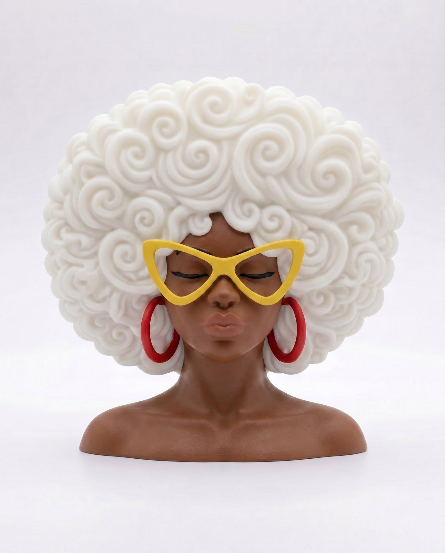 SUPERVALUECHOICE HCSEUA00039  Z- Paint Your Own Retro Sunglasses African Female Resin Blank Customizable DIY Accessory Blanks 2.8" × 2.6" × 1"