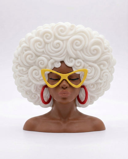 SUPERVALUECHOICE HCSEUA00039  Z- Paint Your Own Retro Sunglasses African Female Resin Blank Customizable DIY Accessory Blanks 2.8" × 2.6" × 1"