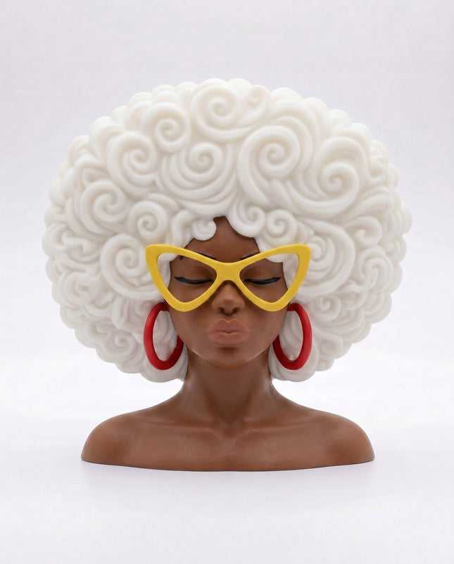 SUPERVALUECHOICE HCSEUA00039  Z-Paint Your Own Retro Sunglasses African Female Resin Blank Customizable DIY Accessory Blanks