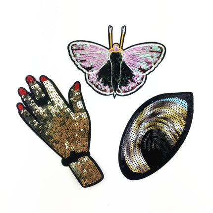 SUPERVALUECHOICE HCSEYC00025 Sequin Appliques Butterfly Hand Shaped Clothing Patches