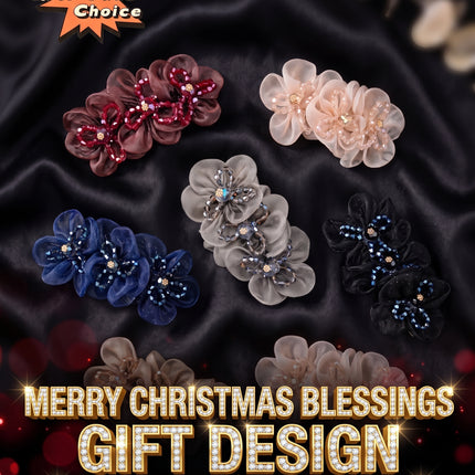 SUPERVALUECHOICE CHRISTMAS HCSELC00002 Sheer Mesh Beaded Flower Spring Hair Barrette, Crystal Floral Hair Clip