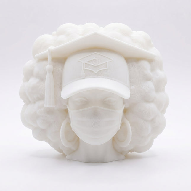 SUPERVALUECHOICE HCSEUA00059  Z-Unpainted Tassel Grad Hat Curly Hair African Lady Head Resin Mold Base for Handmade DIY Jewelry Craft Supplies