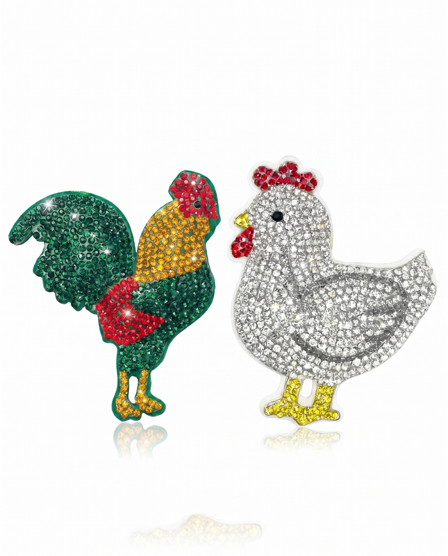 SUPERVALUECHOICE HCSESA00039 Rhinestone Chicken Keychain & Brooch Sparkly Accessory