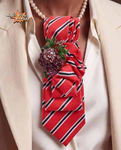 SUPERVALUECHOICE HCSEZA00026 Red and White Striped Sparkling Rose Necktie