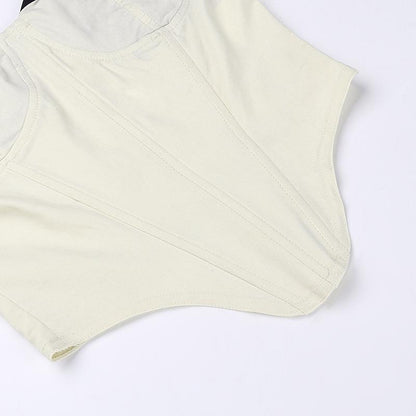 SVCST000048 Fashionable, casual and versatile halter top with contrasting color edges and a cinched waist to accentuate the chest. A hot girl's vest