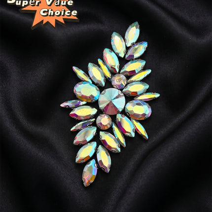 SUPERVALUECHOICE CHRISTMAS HCSEYD00045 Handmade Rhinestone Applique, Hotfix Backed Crystal Beaded Patch for Christmas Holiday Garment, Formal Dress & Costume Embellishment 3.74 in × 1.97 in