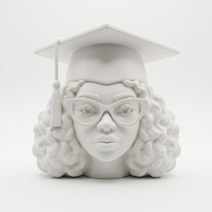 SUPERVALUECHOICE HCSEUA00053  Z- Paint Your Own Tassel Grad Hat Female Sculpture Blank Customizable Unfinished Resin Blanks2.2" × 2.7" × 0.5"