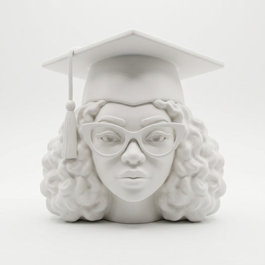 SUPERVALUECHOICE HCSEUA00053  Z- Paint Your Own Tassel Grad Hat Female Sculpture Blank Customizable Unfinished Resin Blanks2.2" × 2.7" × 0.5"