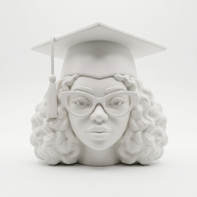 SUPERVALUECHOICE HCSEUA00053  Z- Paint Your Own Tassel Grad Hat Female Sculpture Blank Customizable Unfinished Resin Blanks