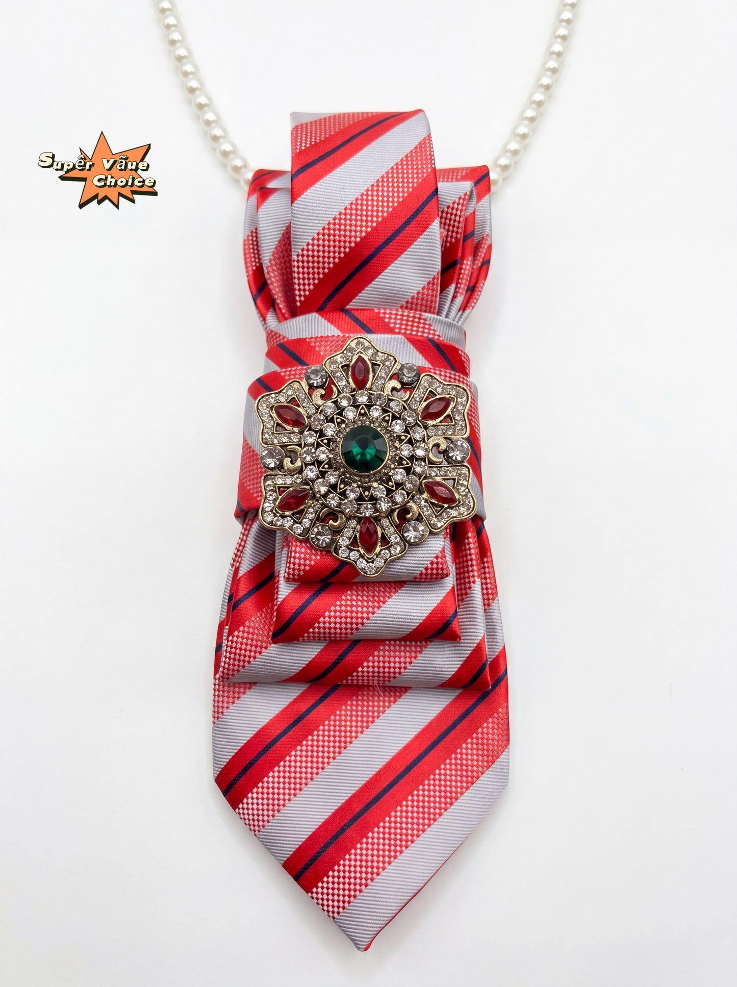 SUPERVALUECHOICE HCSEZA00024 Red and White Striped Tie