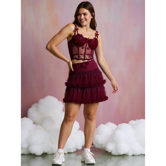 SVCT000086 Steel hoop corset, see-through embroidery, floral bow, fishbone breasted vest