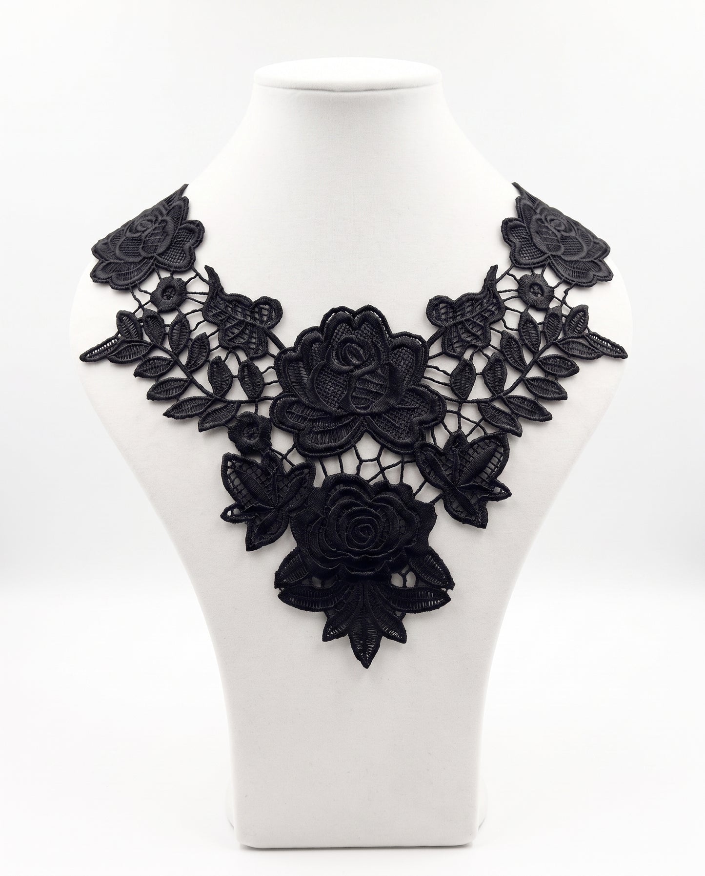 SUPERVALUECHOICE HCSEYB00091 Hollow Floral Guipure Lace Neck Applique Vibrant Color Rose Embroidery Collar Patch for Blouse Formal Wear Sew Decoration 12.59'' X 12.59''