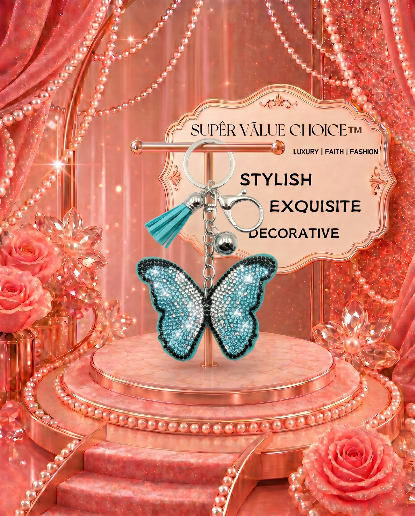SUPERVALUECHOICE HCSESA00047 Bling Butterfly Brooch Pin & Keyring