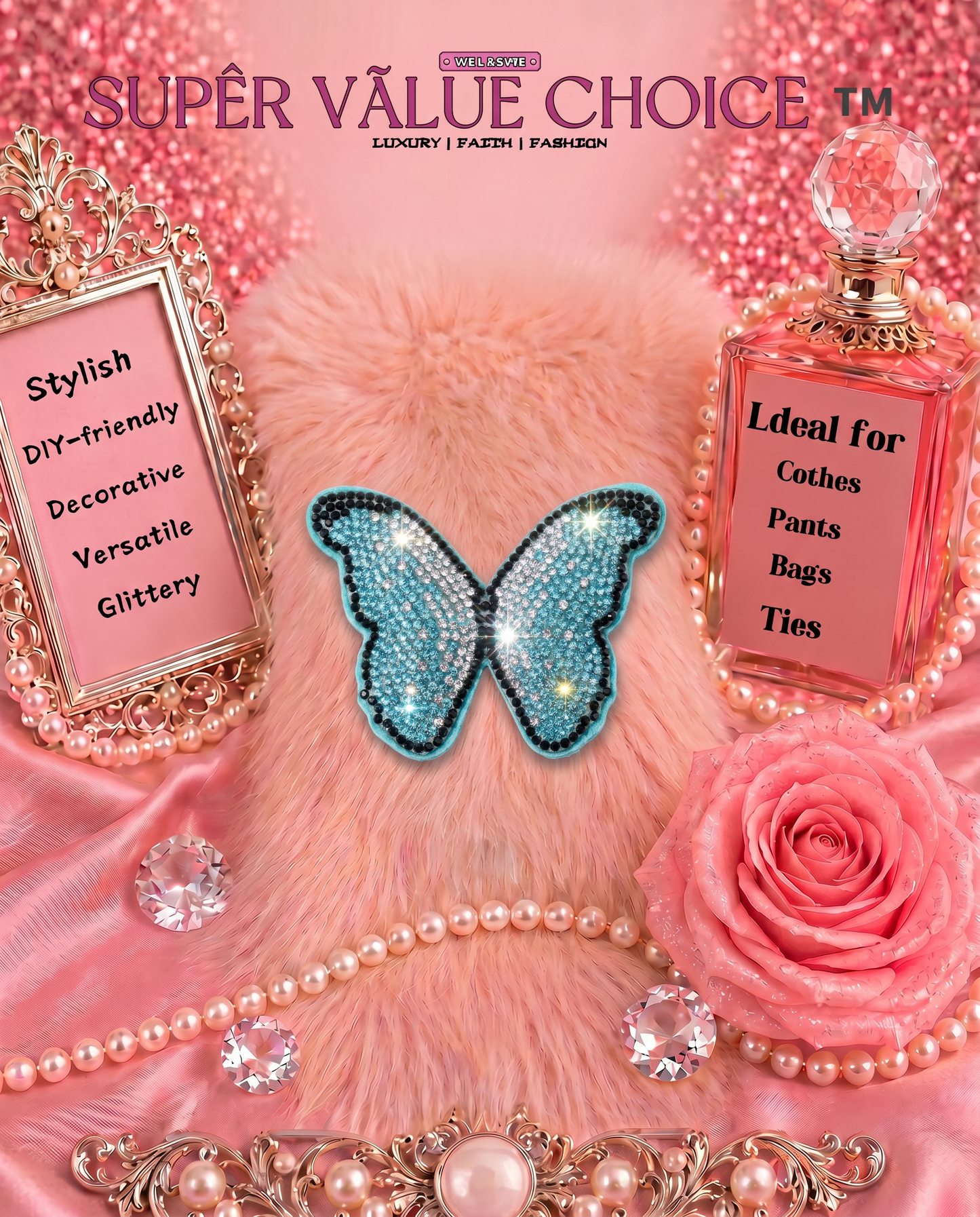 SUPERVALUECHOICE HCSESA00047 Bling Butterfly Brooch Pin & Keyring