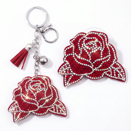 SUPERVALUECHOICE HCSESA00038 Sparkly Rhinestone Rose Keychain & Brooch