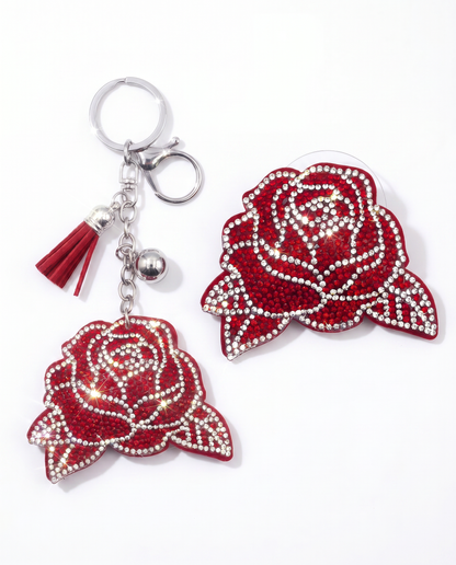 SUPERVALUECHOICE HCSESA00038 Sparkly Rhinestone Rose Keychain & Brooch