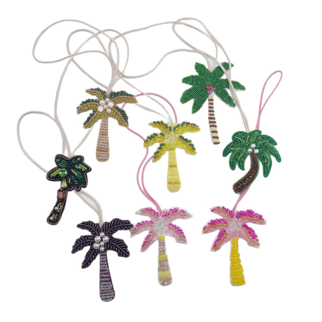 SUPÊR VÃLUE CHOICE  HCSEYD00017 Multicolor Palm Tree Beaded Applique Tropical Coconut Tree Pearl Rhinestone Sew On Patch for Bag Clothing DIY Craft Decor