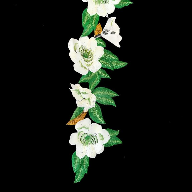 SuperValueChoice HCSEOA00013 White Lily Green Leaf Embroidery Lace Trim Floral Guipure Sewing Ribbon DIY Apparel Bag Decor Lace