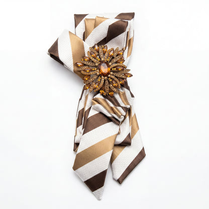 SUPÊR VÃLUE CHOICE #HCSEZ0004 COCO Satin Statement Tie with Butterfly Brooch | Pearl Collar Embellished Tie | Elegant Women's Neck Tie Accessory
