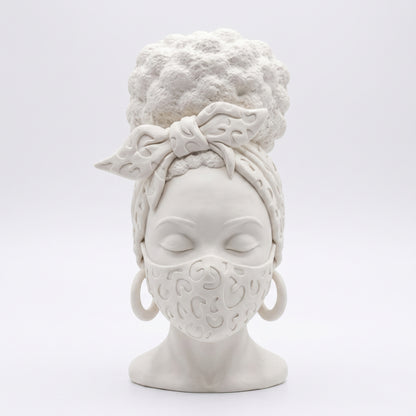 SUPERVALUECHOICE HCSEUA00060  Z-Paint Your Own Closed Eyes Leopard Headwrap Female Sculpture Blank Customizable Craft Blanks for Brooch & Keyring Making 1.6" × 2.7" × 0.5"