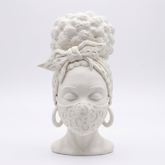 SUPERVALUECHOICE HCSEUA00060  Z-Paint Your Own Closed Eyes Leopard Headwrap Female Sculpture Blank Customizable Craft Blanks for Brooch & Keyring Making 1.6" × 2.7" × 0.5"