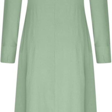 SUPERVALUECHOICE HCSEWO0001 Lace-up Solid Color Waist Long Sleeve Irregular Shirt Dress