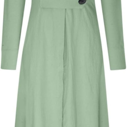 SUPERVALUECHOICE HCSEWO0001 Lace-up Solid Color Waist Long Sleeve Irregular Shirt Dress