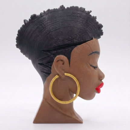 SUPERVALUECHOICE HCSEUA00020 Z-Paint Your Own Flat Back Closed Eyes Side Face Black Woman Resin Mold Blank, DIY Accessory Blanks to Make Brooch Keychain Charms 1.3" × 2.3" × 1"