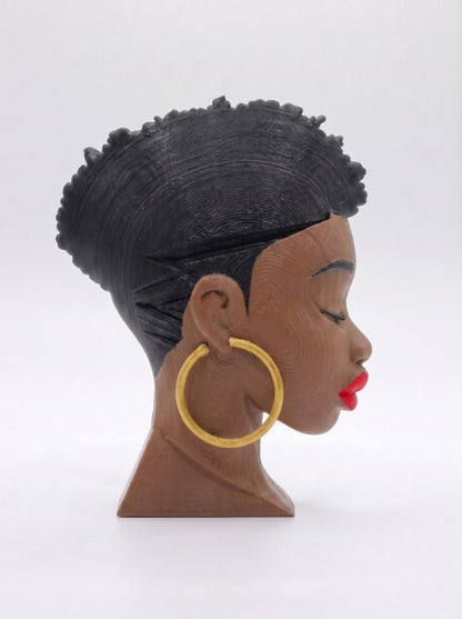 SUPERVALUECHOICE HCSEUA00020 Z-Paint Your Own Flat Back Closed Eyes Side Face Black Woman Resin Mold Blank, DIY Accessory Blanks to Make Brooch Keychain Charms