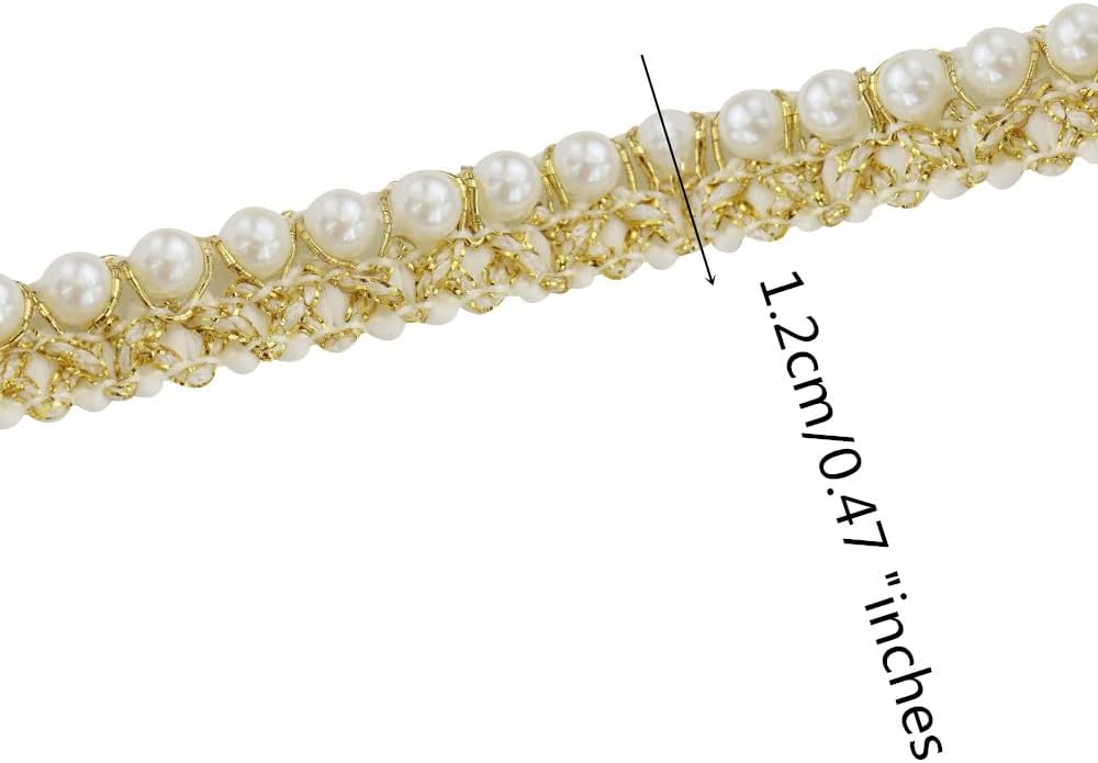 SuperValueChoice HCSEOA00002 Silver Beaded Wavy Fringe Lace Trim Ribbon Sparkly Rhinestone Edge Tape for Dress Sewing DIY Clothing Craft Decor ,0.47in Width