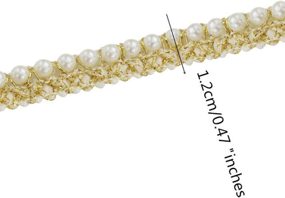 SuperValueChoice HCSEOA00002 Silver Beaded Wavy Fringe Lace Trim Ribbon Sparkly Rhinestone Edge Tape for Dress Sewing DIY Clothing Craft Decor ,0.47in Width