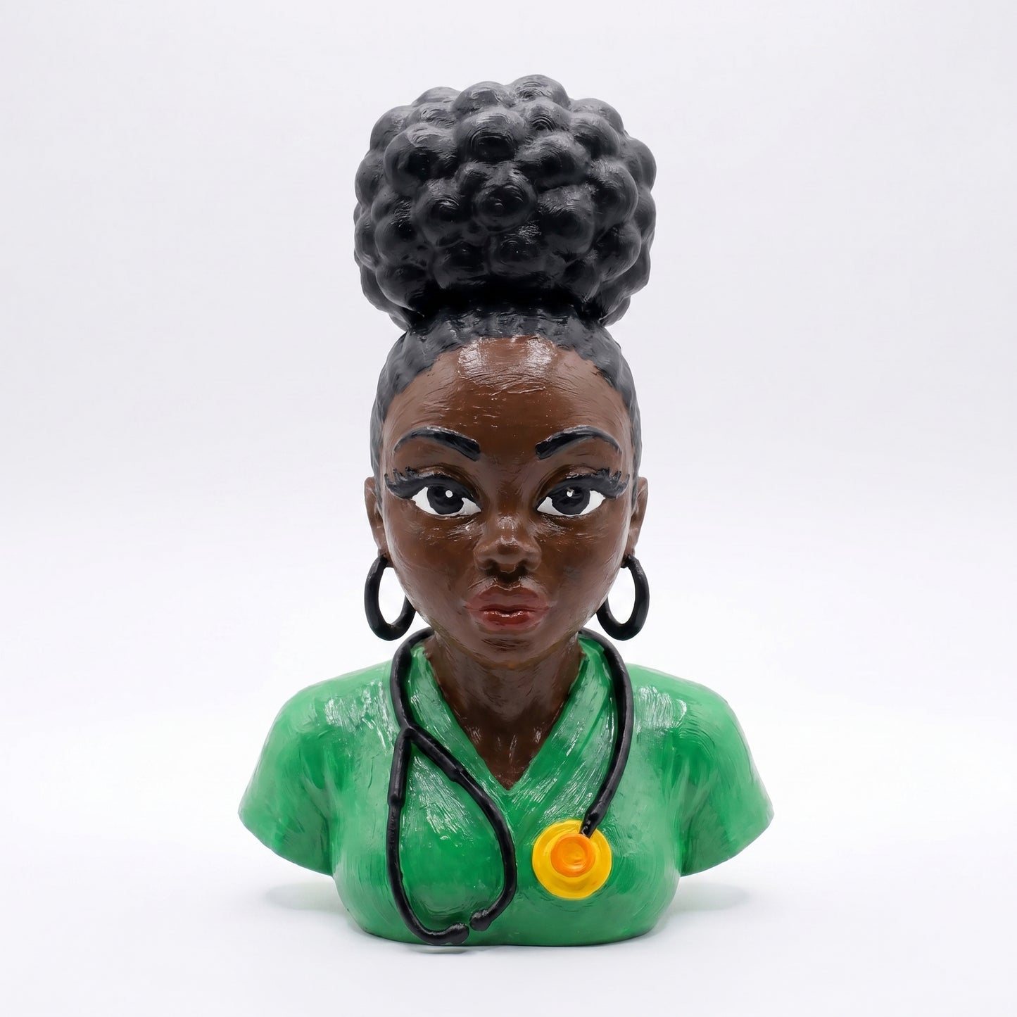 SUPERVALUECHOICE HCSEUA00051  Z- Paint Your Own Stethoscope Nurse Figure Resin Blank Customizable Unfinished Sculpture for DIY Jewelry Making 2" × 2.7" × 0.5"