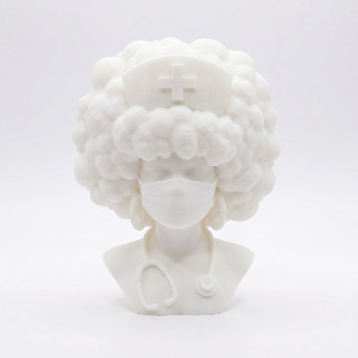SUPERVALUECHOICE HCSEUA00058  Z-Paint Your Own Curly Hair Medical Lady Sculpture Blank Customizable Unfinished Resin Base for Brooch Keyring Making2" × 2.7" × 0.6"