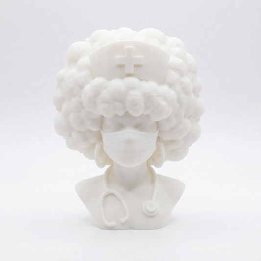 SUPERVALUECHOICE HCSEUA00058  Z-Paint Your Own Curly Hair Medical Lady Sculpture Blank Customizable Unfinished Resin Base for Brooch Keyring Making2" × 2.7" × 0.6"