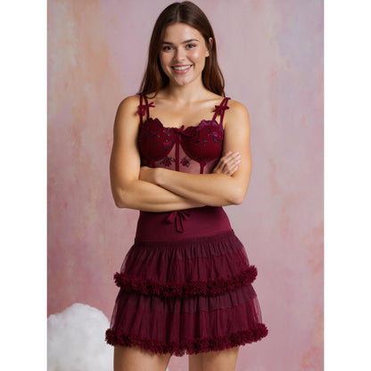 SVCT000086 Steel hoop corset, see-through embroidery, floral bow, fishbone breasted vest