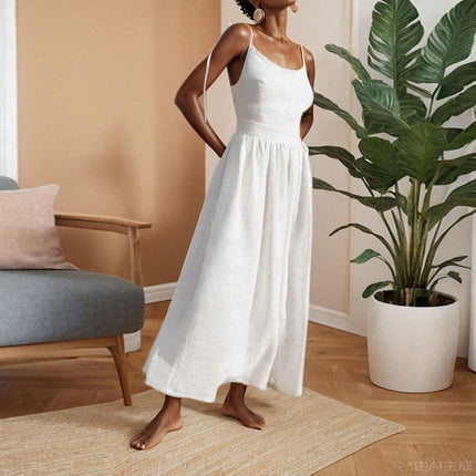 SVCD000004 Women's backless Uysen-style sexy V-neck high-waisted fashionable halter dress in European and American style