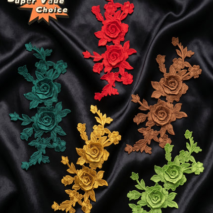 SUPERVALUECHOICE Christmas5-Color Mix HCSEYB00067  Mixed (Red/Green/Gold/Tan/Granny Smith Green) Floral Embroidered Fabric Patches 5.51'' X 11.81''
