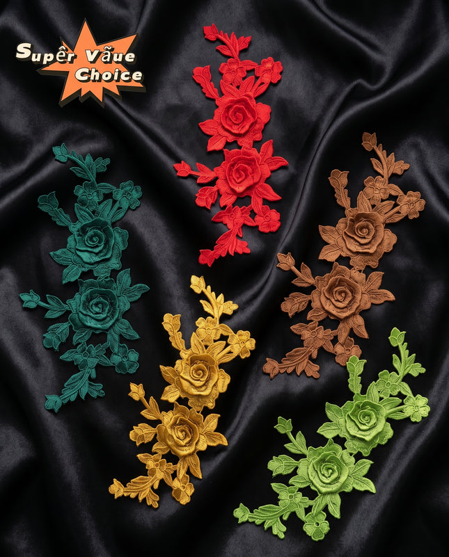 SUPERVALUECHOICE Christmas5-Color Mix HCSEYB00067  Mixed (Red/Green/Gold/Tan/Granny Smith Green) Floral Embroidered Fabric Patches 5.51'' X 11.81''