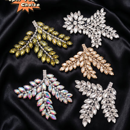 SUPERVALUECHOICE CHRISTMAS HCSEYD00047 Handmade Rhinestone Applique, Hotfix Backed Crystal Beaded Patch for Christmas Holiday Garment, Formal Dress & Costume Embellishment