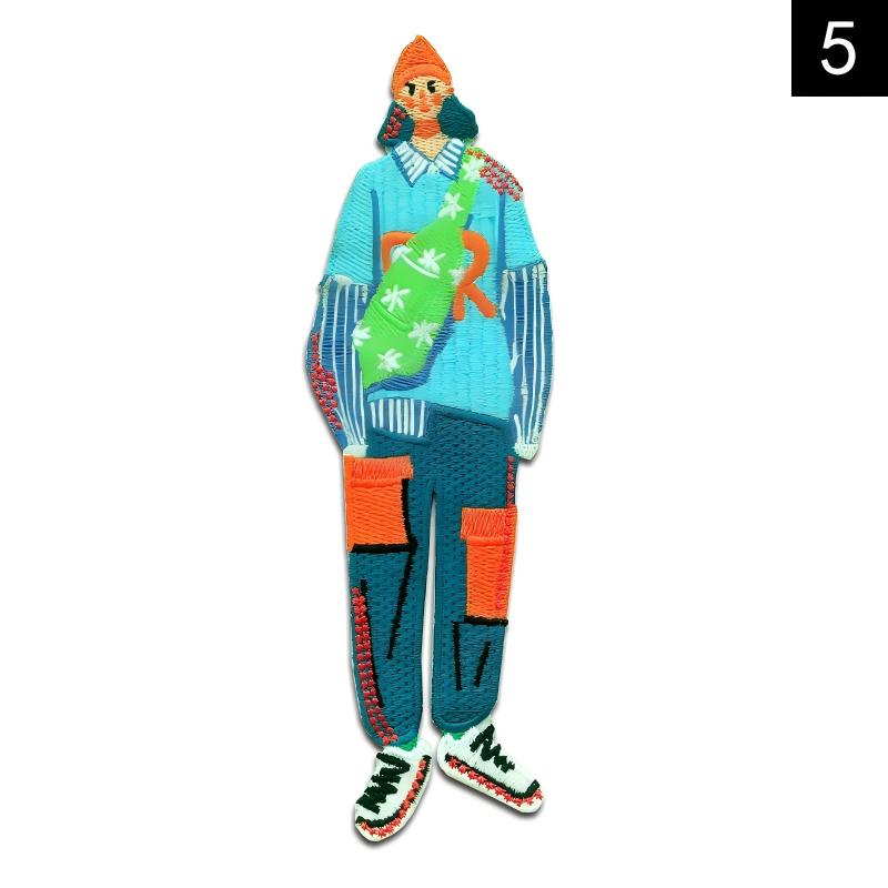 SUPERVALUECHOICE HCSEYSB00106 Stylish Cartoon Fashion Girl Embroidered Iron On Patches Clothing DIY Decor Appliques