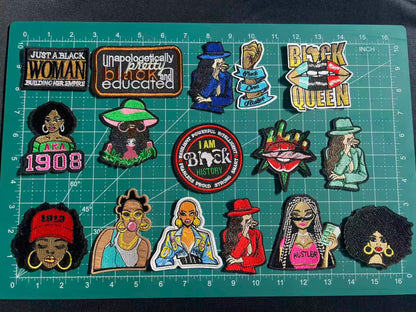 SUPERVALUECHOICE HCSEYB00104 17Pcs Black Girl Empowerment Embroidered Iron On Patches Afro Theme Clothing DIY Appliques