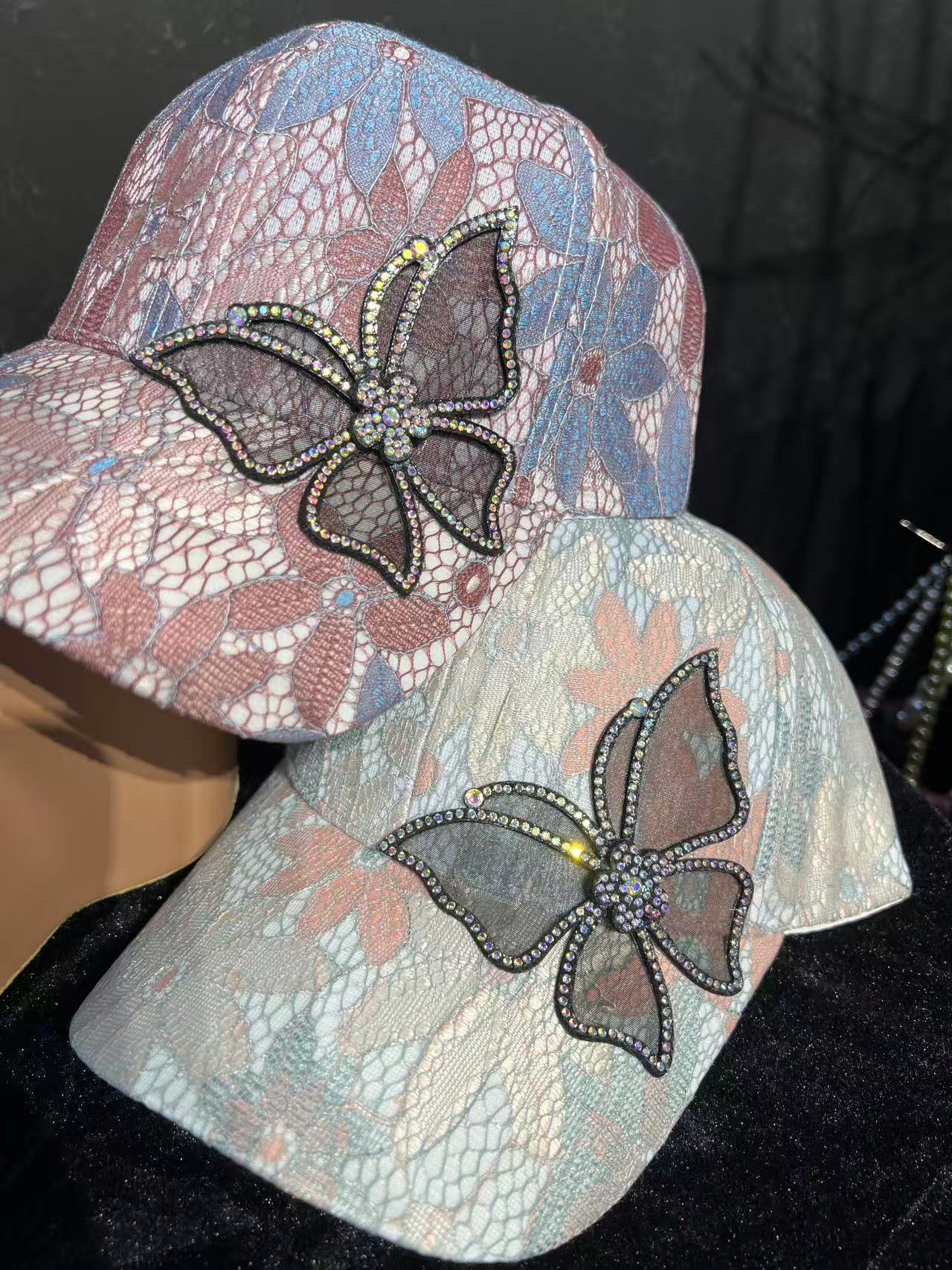 SUPERVALUECHOICE HCSEK00019 Rhinestone Pattern Denim Baseball Cap